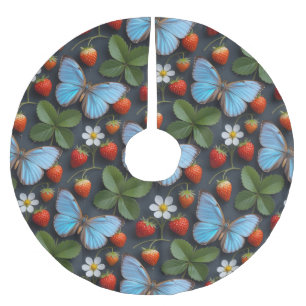 Bloemmotief met Blauwe Morpho Vlinders Kerstboom Rok