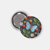 Bloemmotief met Blauwe Morpho Vlinders Magneet (Voorkant / Achterkant)