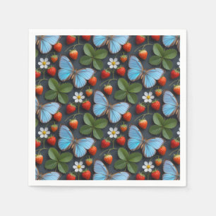 Bloemmotief met Blauwe Morpho Vlinders Servet