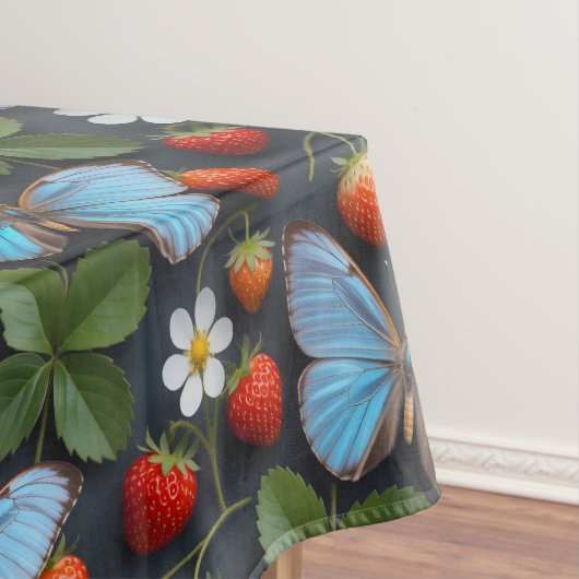 Bloemmotief met Blauwe Morpho Vlinders Tafelkleed (Voorbeeld)
