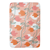 Bloemmotief met de hand getekend botanisch oranje badmat (Voorkant Verticaal)
