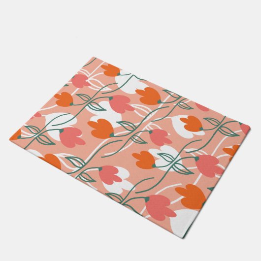 Bloemmotief met de hand getekend botanisch patroon deurmat (Schuin)