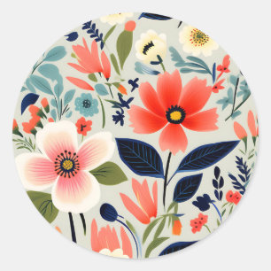  bloemmotief met gedurfde kleuren ronde sticker