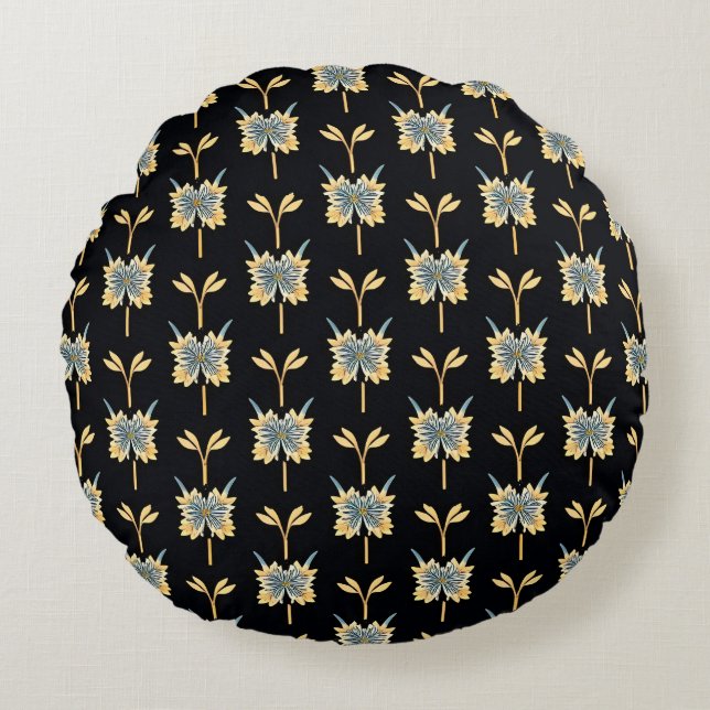 Bloemmotief met gele bloemen rond kussen (Voorkant)