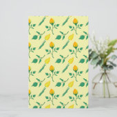 Bloemmotief met gele roos en tulp bloemen briefpapier (Staand voorkant)