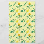 Bloemmotief met gele roos en tulp bloemen briefpapier (Achterkant)
