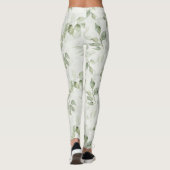 Bloemmotief met groene bladeren leggings (Achterkant)