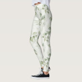 Bloemmotief met groene bladeren leggings (Links)