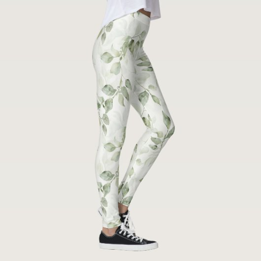 Bloemmotief met groene bladeren leggings (Rechts)