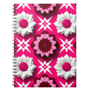 Bloemmotief met levendig roze en witte lotus notitieboek