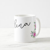 Bloemmotief met naam koffiemok (Voorkant rechts)