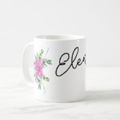 Bloemmotief met naam koffiemok (Voorkant links)