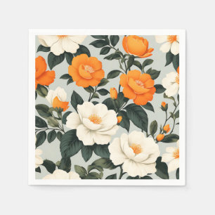 bloemmotief met Oranje bloemen Servet