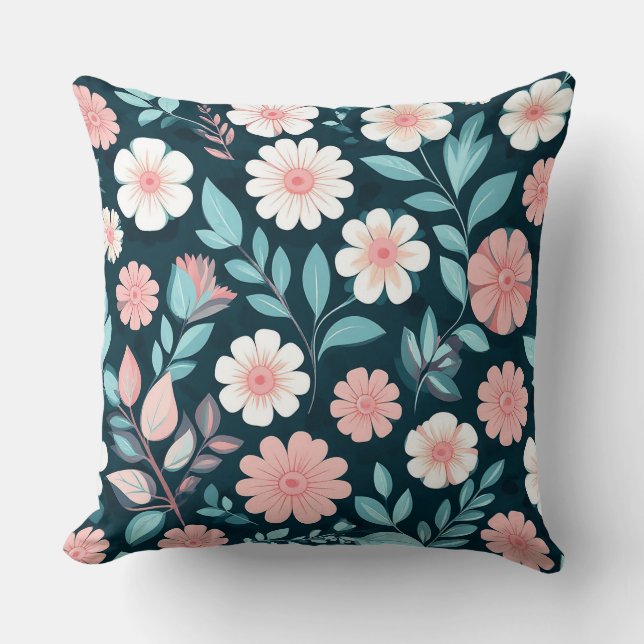Bloemmotief met pastelbloemen kussen (Voorkant)