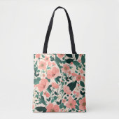 Bloemmotief met perzik tint tote bag (Voorkant)