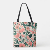 Bloemmotief met perzik tint tote bag (Achterkant)