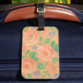 Bloemmotief met Roos en Maagdenpalm Bagagelabel