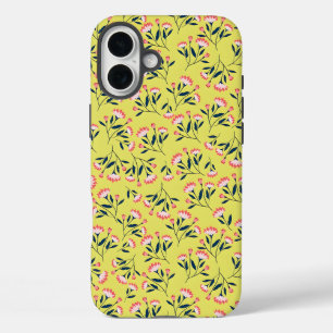 Bloemmotief met roze bloemen iPhone 16 plus hoesje