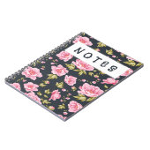 Bloemmotief met roze bloemen en groene bladeren notitieboek (Linkerzijde)