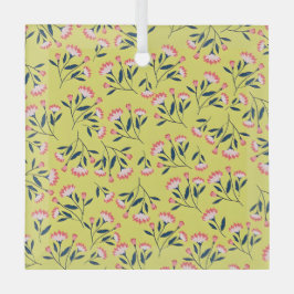 Bloemmotief met roze bloemen glas ornament