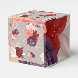 Bloemmotief met roze rode en paarse rozen bedankdoosjes