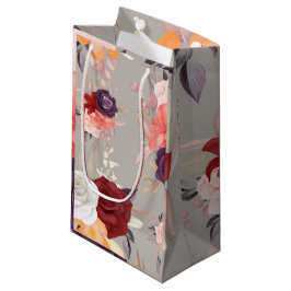 Bloemmotief met roze rode en paarse rozen klein cadeauzakje