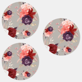Bloemmotief met roze rode en paarse rozen labels
