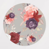 Bloemmotief met roze rode en paarse rozen labels (Design 1)