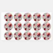 Bloemmotief met roze rode en paarse rozen labels (Vel)
