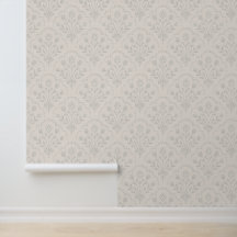 Bloemmotief met schelprand in bleke grijze kleur