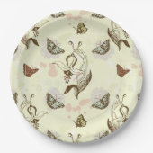 Bloemmotief met vlinders uit het verleden papieren bordje (Voorkant)