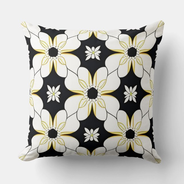 Bloemmotief met witte en gele bloem kussen (Voorkant)