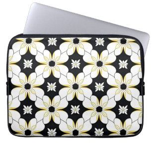 Bloemmotief met witte en gele bloem laptop sleeve