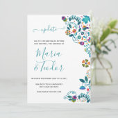 Bloemmotief Mexicaanse Stijl Trouw Update Kaart (Staand voorkant)