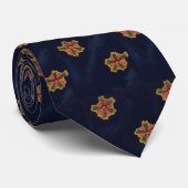  bloemmotief Midnight Blue Coral Stropdas (Opgerold)