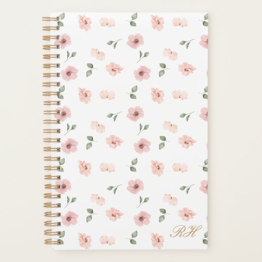 Bloemmotief Monogram Eerste letters Blush Planner (Voorkant)