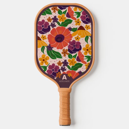 Bloemmotief Monogram Pickleball Paddle (Voorkant)