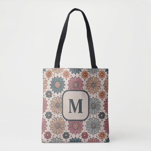  bloemmotief monogram tote bag (Voorkant)