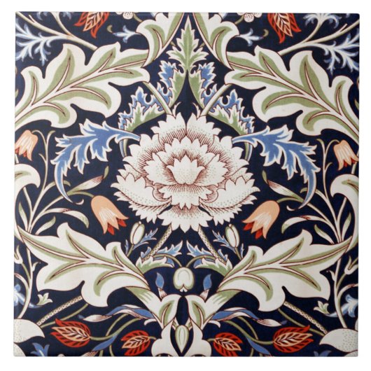 Bloemmotief Mooie Bloemen Blauw Rood Groen Tegeltje (Voorkant)