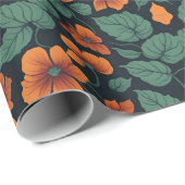 Bloemmotief Nasturtium Bloemen Cadeaupapier (Rol Hoek)