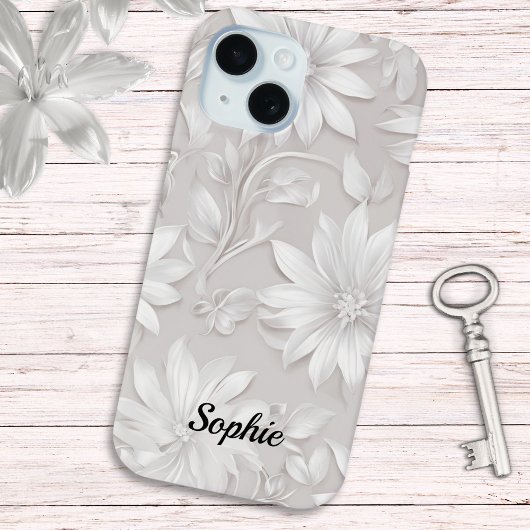 bloemmotief natuurlijk wit elegant chic Case-Mate iPhone case