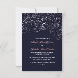Bloemmotief Navy met Tulp - 3x5 Trouwkaart Kaart