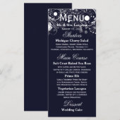 Bloemmotief Navy/Wit - Ontvangst Menu (Voorkant / Achterkant)