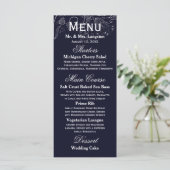 Bloemmotief Navy/Wit Tulp - Ontvangst Menu (Staand voorkant)