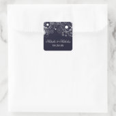 Bloemmotief Navy/Wit - Vierkante Sticker (Tas)