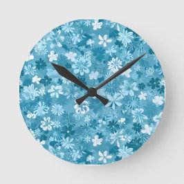 Bloemmotief Oceaanbries Turquoise Botanisch Ronde Klok