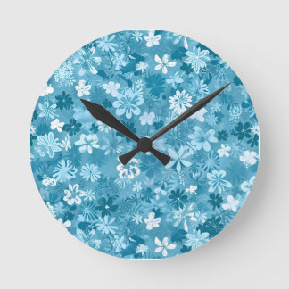 Bloemmotief Oceaanbries Turquoise Botanisch Ronde Klok