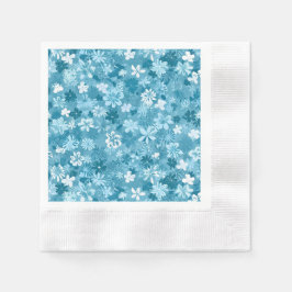 Bloemmotief Oceaanbries Turquoise Botanisch Servet