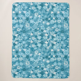 Bloemmotief Oceaanbries Turquoise Botanisch Sherpa Deken