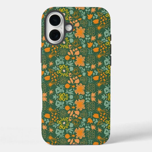 Bloemmotief op een donkergroene achtergrond  Case-Mate iPhone case (Achterkant)